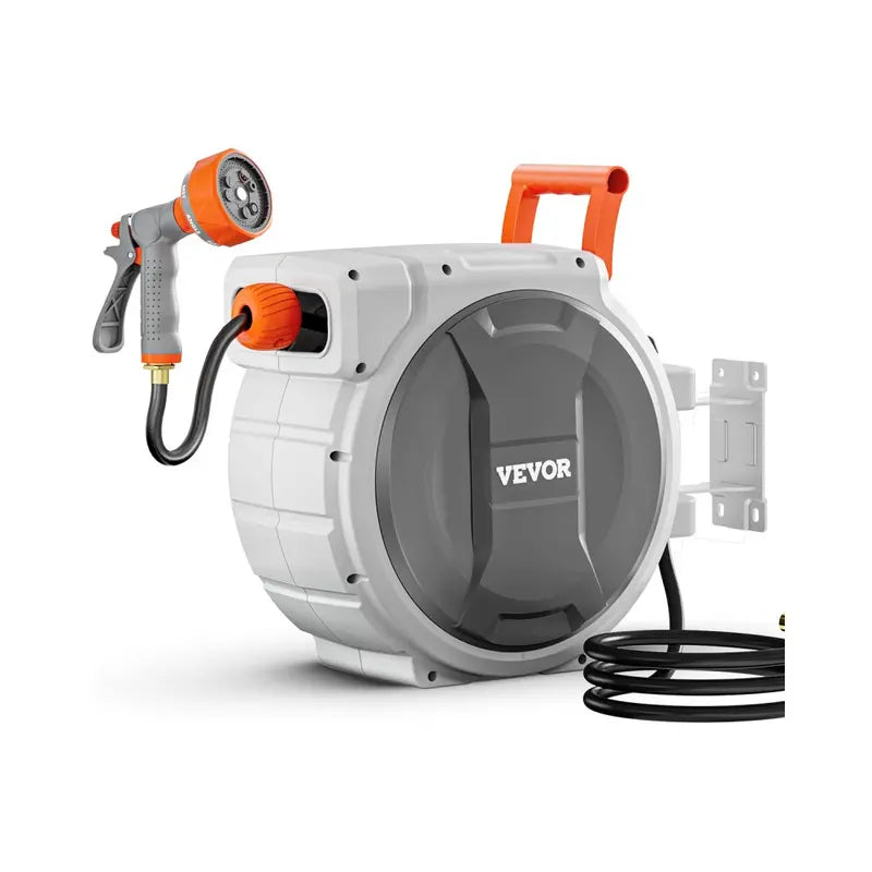 【fathersdaygift】VEVOR Retractable Hose Reel – 100'x1/2" with 180° Swivel & 9-Pattern Nozzle, Automatic Rewind, Lock at Any Length, Slow Return System – Garden Irrigation Accessory