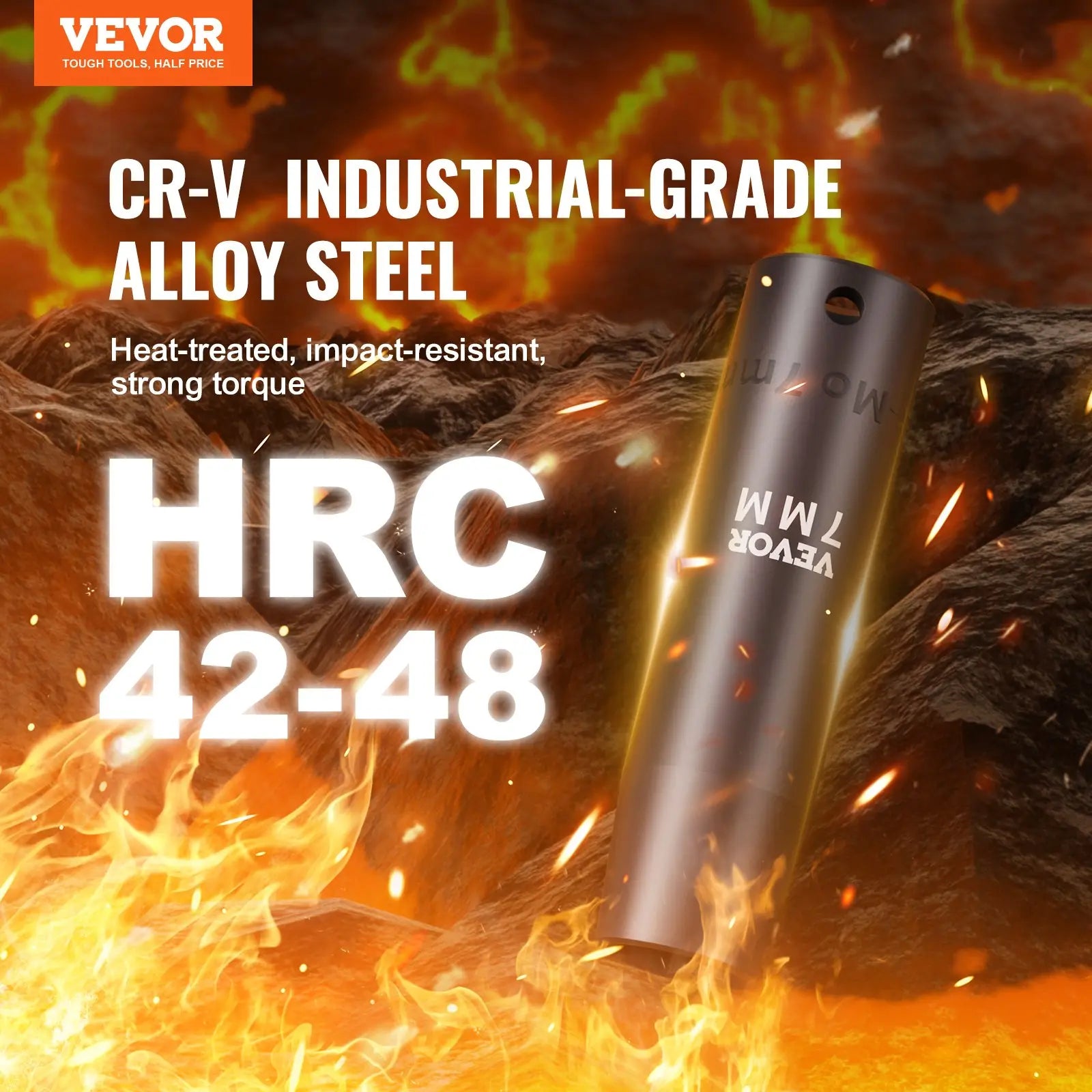 VEVOR Drive Impact Socket Wrench Set – Cr-V Alloy Steel, Rugged Construction, Easy-to-Read Size Markings, Storage Case – Auto Repair & Mechanic Tools