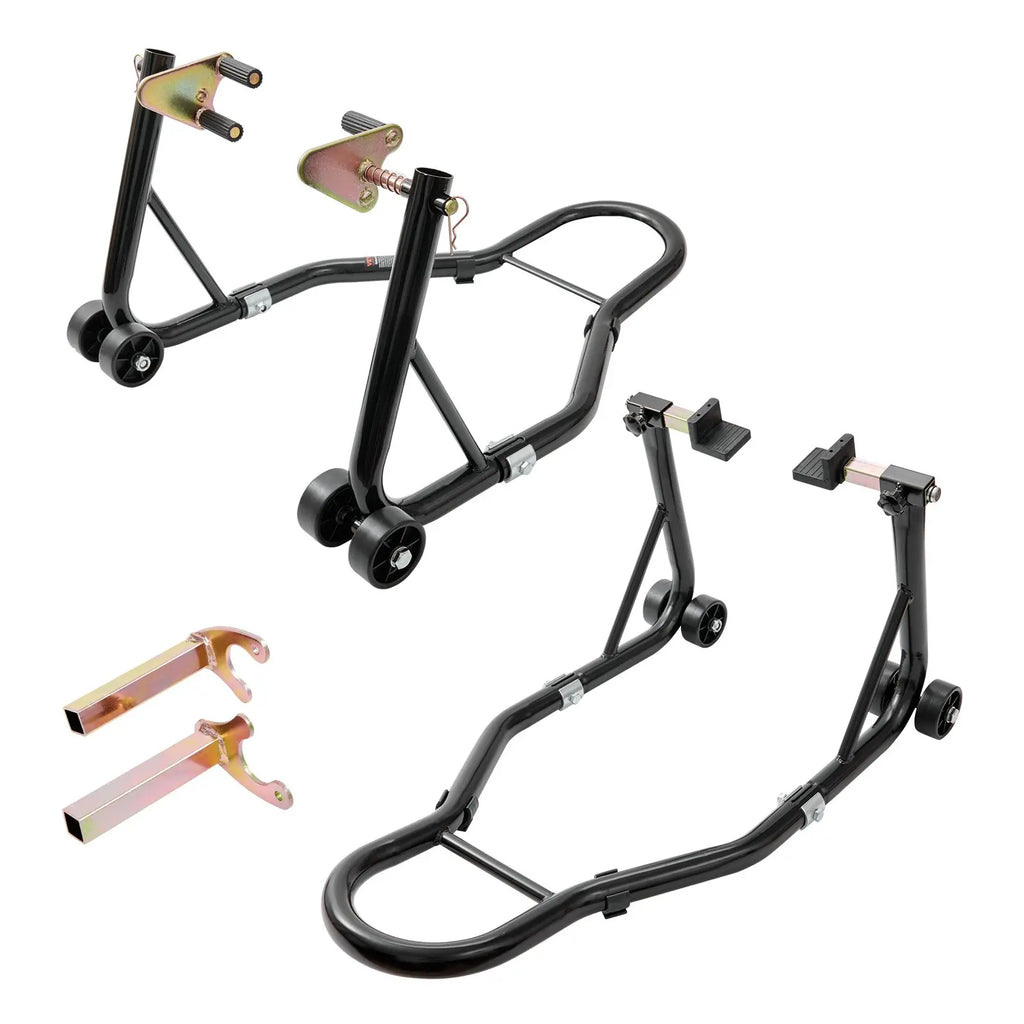 VEVOR Motorcycle Stand – 850 lbs Combo Lift for Front & Rear Wheel, Dual-Fork Front & Swingarm Spool Rear – Compatible with Yamaha, Honda, Kawasaki, Suzuki Sportbikes – Red