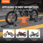 VEVOR Motorcycle Stand – 850 lbs Combo Lift for Front & Rear Wheel, Dual-Fork Front & Swingarm Spool Rear – Compatible with Yamaha, Honda, Kawasaki, Suzuki Sportbikes – Red