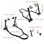 VEVOR Motorcycle Stand – 850 lbs Combo Lift for Front & Rear Wheel, Dual-Fork Front & Swingarm Spool Rear – Compatible with Yamaha, Honda, Kawasaki, Suzuki Sportbikes – Red