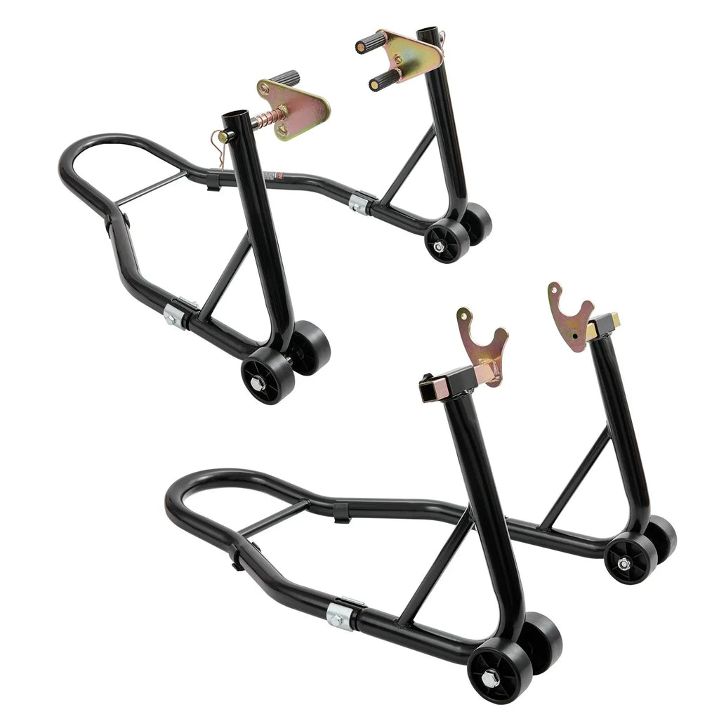VEVOR Motorcycle Stand – 850 lbs Combo Lift for Front & Rear Wheel, Dual-Fork Front & Swingarm Spool Rear – Compatible with Yamaha, Honda, Kawasaki, Suzuki Sportbikes – Red