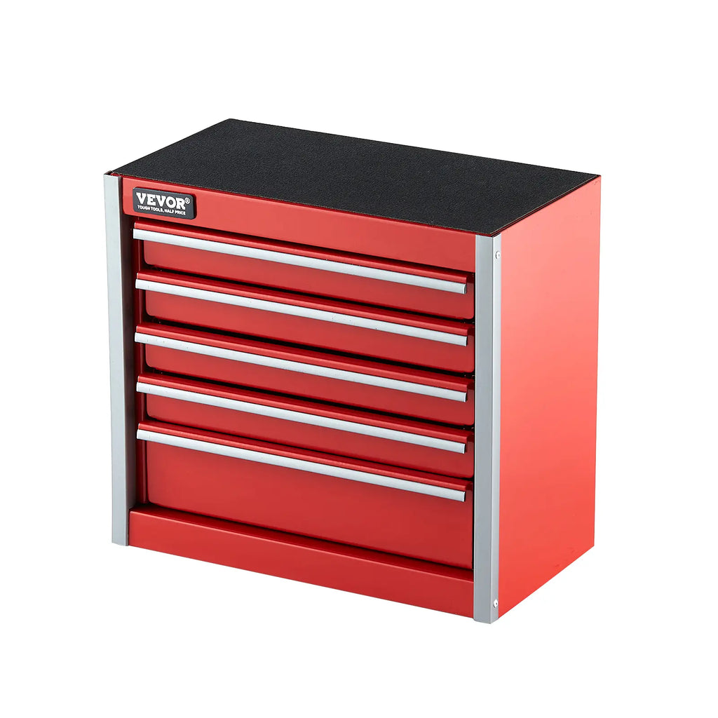 VEVOR Metal Tool Box – 8.6-Inch Portable 5-Drawer Tool Chest, EVA Liners & PP Feet Pads, Heavy-Duty Steel with Ball Bearing Slides & Powder Coated Finish – Red